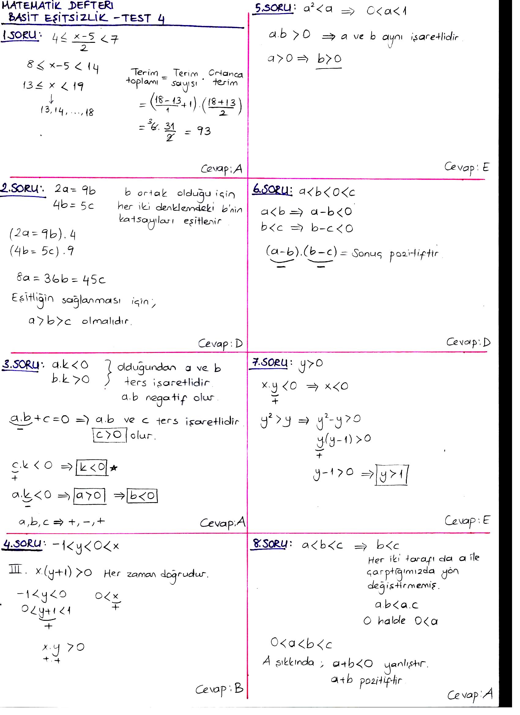 Basit Esitsizlik Test 4 Izmir Tasari